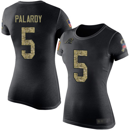 Carolina Panthers Black Camo Women Michael Palardy Salute to Service NFL Football #5 T Shirt